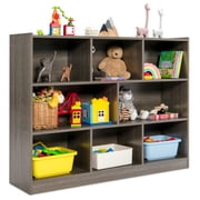 Costway 3-tier Open Bookcase 8-Cube Bookshelf Storage Display Cabinet French Oak Grey