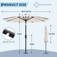 thumbnail image 2 of Solar LED Lighted Patio Umbrella 9FT – UV Resistant, Waterproof, Tilt & Crank, 8 Ribs – Outdoor Market Table Umbrella for Pool, Deck, Backyard – Navy Blue & Dark Green Options, 2 of 15