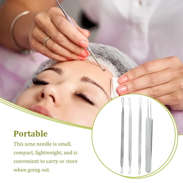 Extracteur de Boutons Portable en Acier Inoxydable pour Femmes et Hommes, Remplacement Ergonomique Réutilisable Lavable, Aiguille Anti-Acné, Outil de Retrait des Points Noirs pour la Maison et le Salon, Type 9