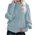 thumbnail image 1 of TIMIFIS Pulls Bleus pour Femmes Chandail Col Rond Manches Longues Surdimensionné Tricot Duveteux Chaud Chandail Hiver Automne, 1 of 5