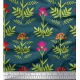 thumbnail image 1 of Soimoi Silk Fabric Leaves & Floral Artistic Print Sewing Fabric Yard 42 Inch Wide, 1 of 5