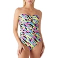 thumbnail image 1 of RELLECIGA Women's Tummy Control Swimwear Strapless One Piece Swimsuit Ruched Padded Bathing Suits, 1 of 5