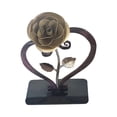 thumbnail image 1 of Valentine's Day Rose Iron Sculpture with Heart-Shaped Bracket 8.5 in Tall Powder-Coated Red Metal Rose Gift, 1 of 1