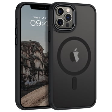 DOMAVER Magnetic iPhone 12 Case / iPhone 12 Pro Case 6.1" - Slim Fit Matte Translucent Cover | MagSafe Compatible | Shockproof Anti-Yellowing | Black
