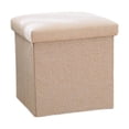 thumbnail image 1 of Beige Multifunctional Foldable Storage Stool Linen Fabric For Organizer Shoe Changing 25 X 25 Cm Cotton Linen Material Beige Color, 1 of 6
