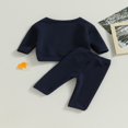thumbnail image 2 of Baby Boys 2PCS Pants Sets Long Sleeve Round Neck Sweatshirt Tops Solid Color Pants Sets, 2 of 6