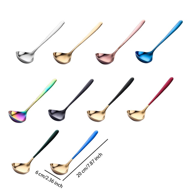 serony Stainless Steel Sauce Spoon Portable Mirror Polished Anti-rust Odorless Smooth Home Kitchen Soup Ladle Accessories Gold