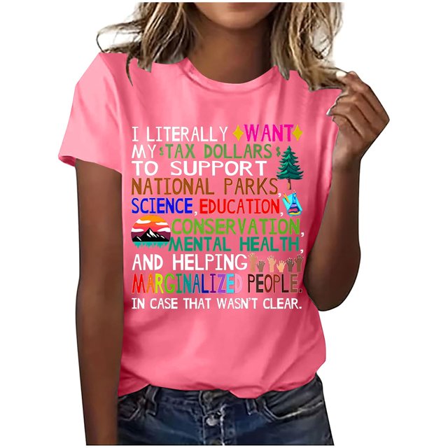 Pisexur Hauts pour Femmes, Hauts d'Été pour Femmes, Nouveau Pull à Manches Courtes Col Rond Décontracté Imprimé Rose, 3TG