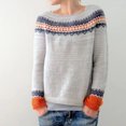 thumbnail image 2 of Yuyuzo Chandail d'Hiver pour Femmes Col Rond Manches Longues Imprimés Color Block Tricoté Côtelé Mode, 2 of 6