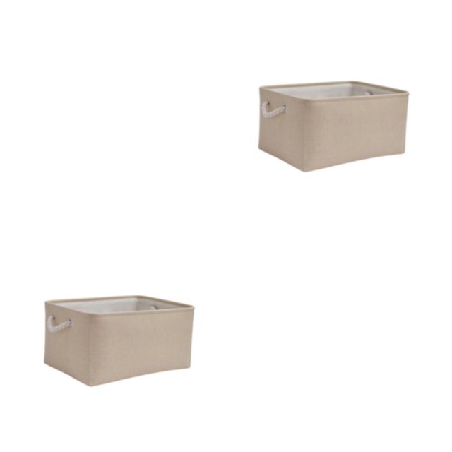 relayinert Contenant de Rangement pour l'Organisation et Poignée en Corde Robuste Boîte de Rangement Pliable Beige 31*21*13 2Ensemble