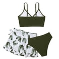 thumbnail image 3 of Kcodviy Toddler Girl's 3 Piece Little Girls Bathing Suits Swimsuits Soild Bikini Rullfe Girl Bikini Bathing Suit Briefs Girls Racing Swimsuit Bikini Swimwear Set, 3 of 5
