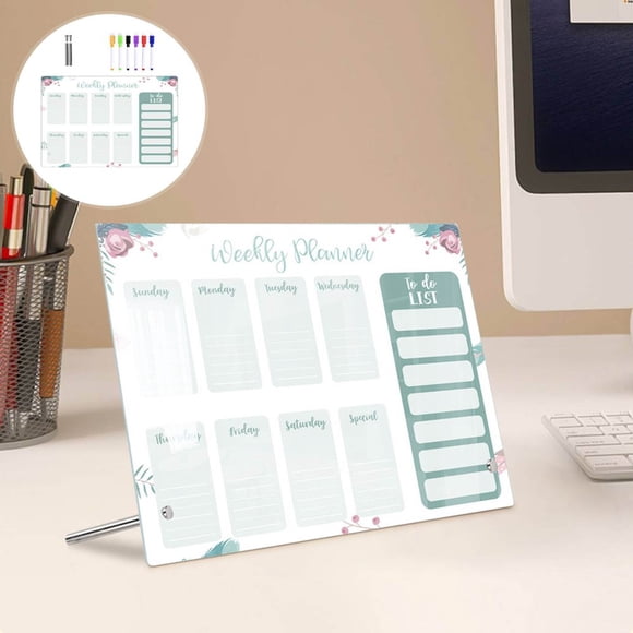 LOVEVERAcrylic Desktop Whiteboard Weekly Planner Dry Erase Calendar White Board Desk to Do List Memo for Office School and Home