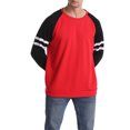 thumbnail image 3 of Xingqing T-Shirts à Manches Longues Raglan pour Hommes, Chandail en Molleton Col Rond Décontracté, Chandail Ample, Chemises Athlétiques Rouge Noir m, 3 of 5