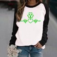 thumbnail image 2 of CEHVOM Women's Spring Patchwork St. Patrick's Day Printed Long Sleeves Round Neck Casual Tee Tops, 2 of 4