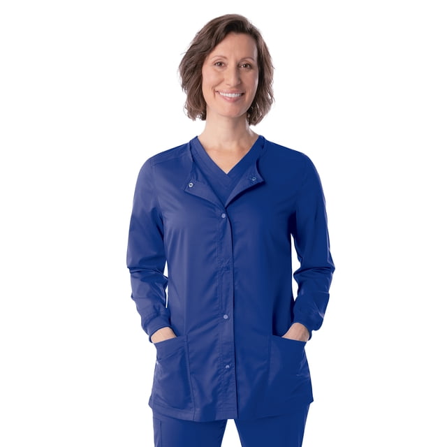 Landau ProFlex Veste de Sarrau pour Femmes : Coupe Moderne Ajustée, Extensible, devant à Boutons-Pression, Col Ras du Cou, Sarraus Médicaux 3038