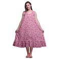 thumbnail image 1 of Bimba Rose Pâle3 Chemises de Nuit en Coton à Imprimé Artistique de Fleurs pour Femmes Robe Sans Manches Tenue de Nuit Robe Maxi X-Small, 1 of 6