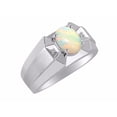 thumbnail image 3 of RYLOS Men's Rings Sterling Silver Rings Classic Designer  9X7MM Oval Gemstone &  Sparkling Diamond Ring Opal October Birthstone Ring Size 13, 3 of 7