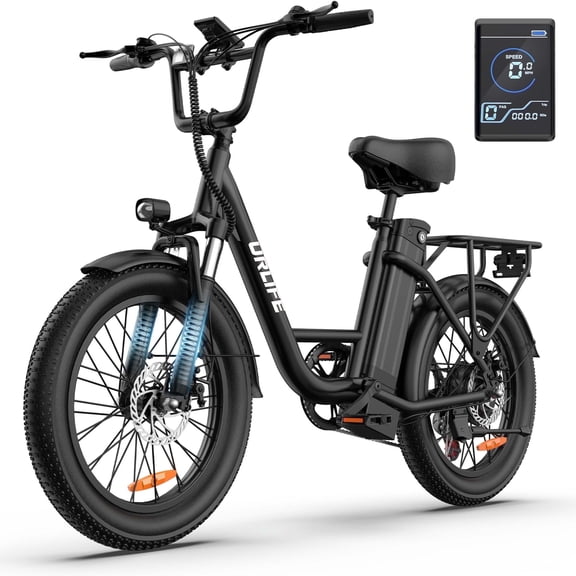URLIFE Vélo Électrique à Pneus Surdimensionnés 3.0, Vélos Électriques 20 Pouces pour Adulte, Moteur de Pointe 750W, Batterie Amovible 48V 13AH, Vélo Électrique de Déplacement 7 Vitesses, UL2849-Black