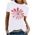 thumbnail image 1 of KIHOUT Nouveau Haut de Mode d'Été pour Femmes 2025, Haut à Manches Courtes Col Rond Décontracté Imprimé Blanc TG, 1 of 5
