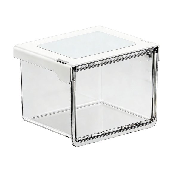 Birdeem Clear Stackable Drawer Organizer Bins, Plastic Bathroom Storage for Under Sink, Vanity & Cabinet, Transparent Makeup Cosmetic Container with White Frame, Slide-Out Design for Small Items