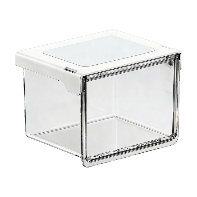 Birdeem Clear Stackable Drawer Organizer Bins, Plastic Bathroom Storage for Under Sink, Vanity & Cabinet, Transparent Makeup Cosmetic Container with White Frame, Slide-Out Design for Small Items