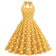 thumbnail image 1 of Pompotops Mode Été Femmes Rétro Vague Dos Nu Sans Manches Ceinture Aguichant Robe Mini, 1 of 2