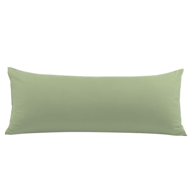 Unique Bargains Brushed Microfiber Pillowcase Body Pillow Pillowcase in sage green color. This 1800 series brushed microfiber body pillow cover features a soft, breathable fabric designed for year-round comfort. The pillowcase includes a hidden zipper closure for a secure fit and measures 20x48 inches. Ideal for adding style and comfort to your bedding, it is machine washable and durable, maintaining its softness after multiple washes. Package includes one body pillow cover only, pillow not included.