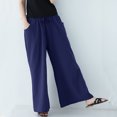thumbnail image 4 of Timegard Womens Cotton Linen Pants Wide Leg Elastic Waisted Drawstring Casual Loose Trousers with Pockets, 4 of 4