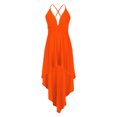thumbnail image 3 of AherBiu Robe de Soirée pour Femmes à Bretelles Croisées, Dos Nu, Sans Manches, Col en V, à Volants, Fluide, Robe de Cocktail, 3 of 6