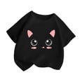 thumbnail image 3 of PMVFHDE Hauts Fille Hauts pour Fille 2025 Hauts d'Été Tendance Hauts Filles Hauts Fille Été Enfant Filles Mignon Graphique Col Rond Manches Courtes T-Shirt d'Été Décontracté T-Shirt Noir, 3-4 Ans, 3 of 5