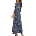 thumbnail image 4 of Wuffmeow Femmes Été Bohème Fleur Jupe Longue 3/4 Manches Vacances Partie Plage Jupe Longue Robe, 4 of 7