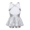 thumbnail image 2 of Hansber Robe de Danse Jazz Latine pour Filles Sequins Dos Ouvert Justaucorps de Ballet Performance de Scène Blanc 6, 2 of 6