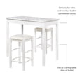 thumbnail image 3 of Linon Tifton Three Piece Wood & Faux Marble Tavern Set Backless Stools in White, 3 of 14