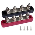 thumbnail image 1 of 4 Terminals Bus Bar, Ampper 4.2" Power / Ground Distribution Block Brass Battery BusBar Junction for Car Vehicle Rv Truck Marine Boat Audio Amplifier and More (Red & Black), 1 of 3