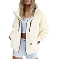 thumbnail image 3 of Duoif Veste de Pluie Femme Coupe-Vent Légère avec Capuchon Imperméable Compact avec Poches Vestes pour Femmes Beige m, 3 of 8