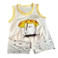 thumbnail image 1 of Akiihool Spring Outfits Boys Young Boy Clothes Colorblock Top + Drawstring Waist Shorts 2 Pieces Kid Summer Outfits Set (Yellow,4-5 Years), 1 of 3