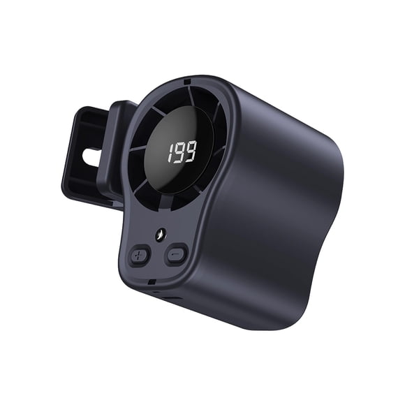Linnome Car Clip On Air Conditioner Fan with LED Display Portable for Vehicle 1200-2000mAh 3.3x2.9x2.5in Black