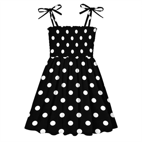 Swstbby Summer Savings Clearance 2025! Girls Summer Dress, Kids Baby Girls Dress Beach Dresses Casual Sleeveless Princess Summer Dress Black 2-3 Years