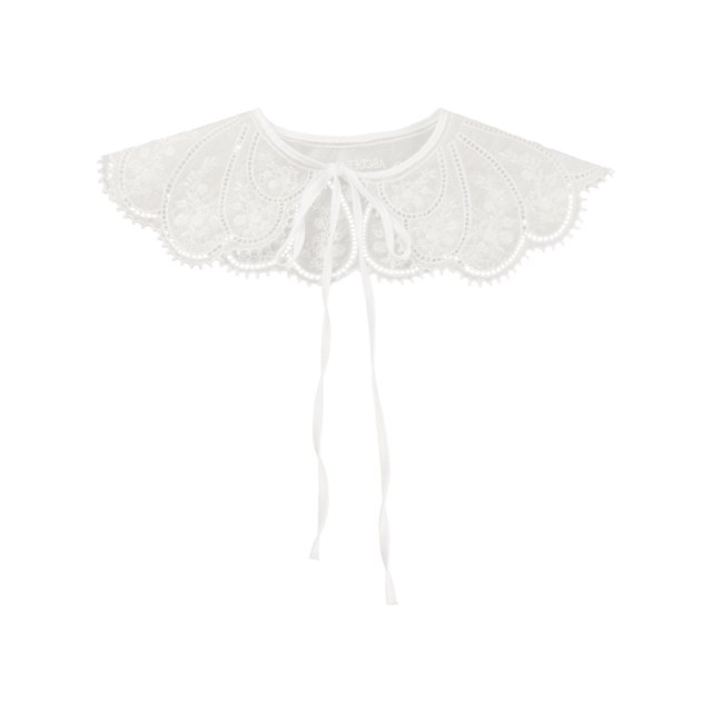 INSPIRE CHIC Detachable False Collar, Embroidery Mini Cape Neck Ruff Dickey Fake Collar for Blouse White-1