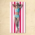 thumbnail image 2 of Popular Home Essentials, Cotton Oversized Beach Towel Large 70 X 35 Inch Pool Towel Rose Red Striped Swimming Cabana Towel Water Absorbent Quick Drying Towel Swimming Towel, 2 of 9