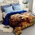 thumbnail image 1 of Couverture en Vison Coréen, 2 Plis Imprimée Douce et Chaude pour Automne, Hiver - King, Lion, 1 of 4