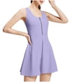 thumbnail image 3 of QATAINLAV Robe de Tennis Athlétique pour Femme avec Shorts Intégrés, Fermeture Éclair, Sans Manches, Mini, Entraînement, Golf, Robes, Course en Plein Air, Combinaison Sportive, Violet G Ventes Prime Aujourd'hui, 3 of 9