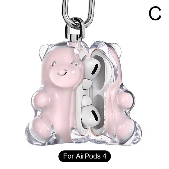 Funny Cartoon Bear Design Soft PVC Shockproof Charging Case Cover for Airpods 3/4/Pro 2, Full Protective Wireless Earbud Skin for Women & Girls