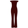thumbnail image 3 of Yuyuzo Women 1 Piece Jumpsuits off Shoulder Flare Pants Wide Leg High Waisted Evening Party Rompers, 3 of 6