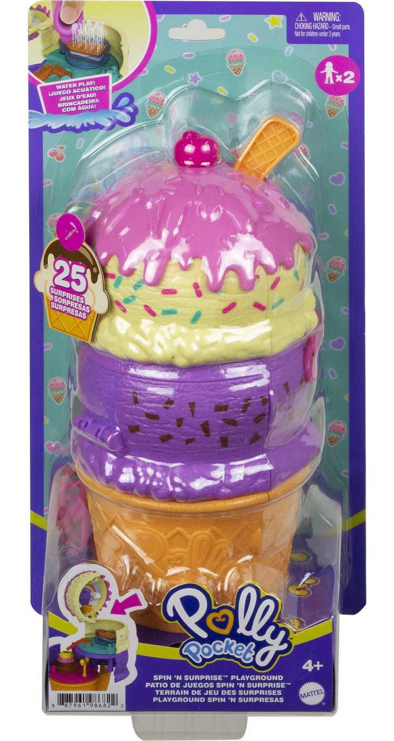 Coffret Multifacettes de Polly Pocket, Coffret en Forme de Cône Glacé avec Décor de Parc