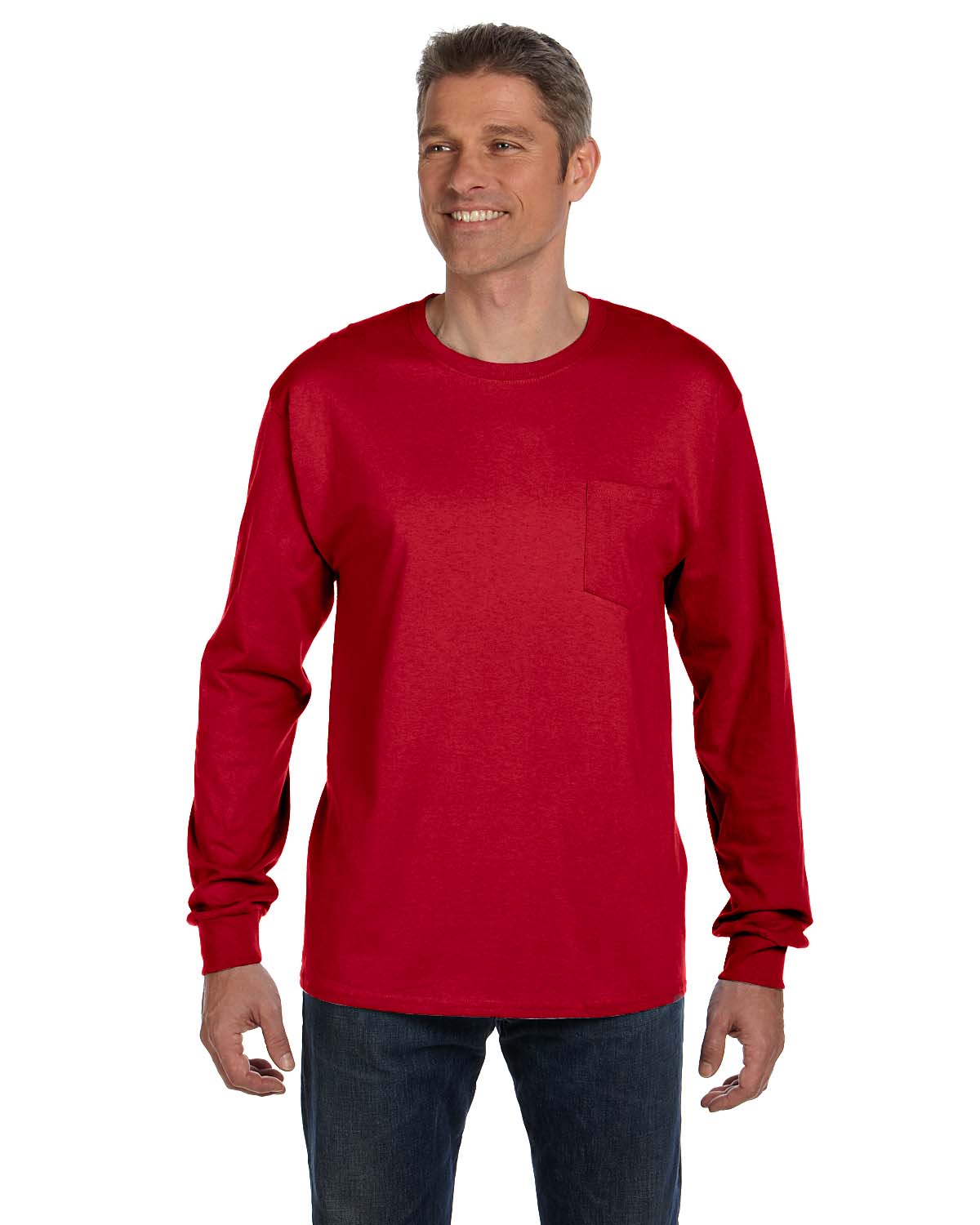 Hanes Tee-Shirt Adulte Sans Étiquette à Manches Longues avec Poche, Style 5596
