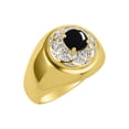 thumbnail image 3 of RYLOS Men's Rings 14K Yellow Gold Designer Gypsy 7MM Round Gemstone &   Diamond Ring Cabochon Onyx October  Size 12, 3 of 6