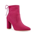 thumbnail image 1 of Unique Bargains Women's Pull on Drawstring Block Heel Ankle Boots Hot Pink (Size 6.5), 1 of 8