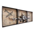 thumbnail image 1 of Metallic Vintage Airplane Wall Art with Clock, Set of 3, 1 of 8