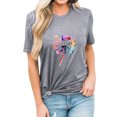 thumbnail image 1 of Mon T-Shirt Uni à Manches Courtes pour Femmes avec Imprimé Coloré de Pissenlit et Col Rond, 1 of 6